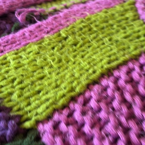 RARE Anthropologie FRNCH MAELIA - purple green knit Chunky Paris Cardigan S/M - Picture 10 of 14